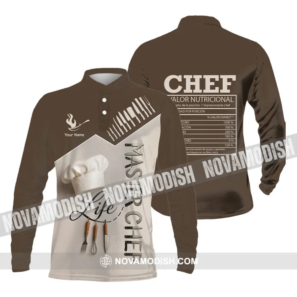 Unisex Shirt - Custom Life Of Master Chef Valor Nutricional Shirt Long Sleeve Polo / S T-shirt