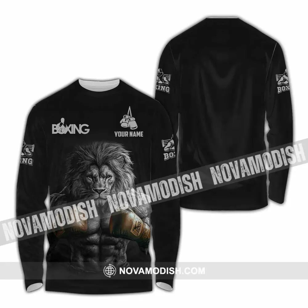 Unisex Shirt - Custom Lion Boxing Lover Sport Shirt Long Sleeve Shirt / S T-shirt