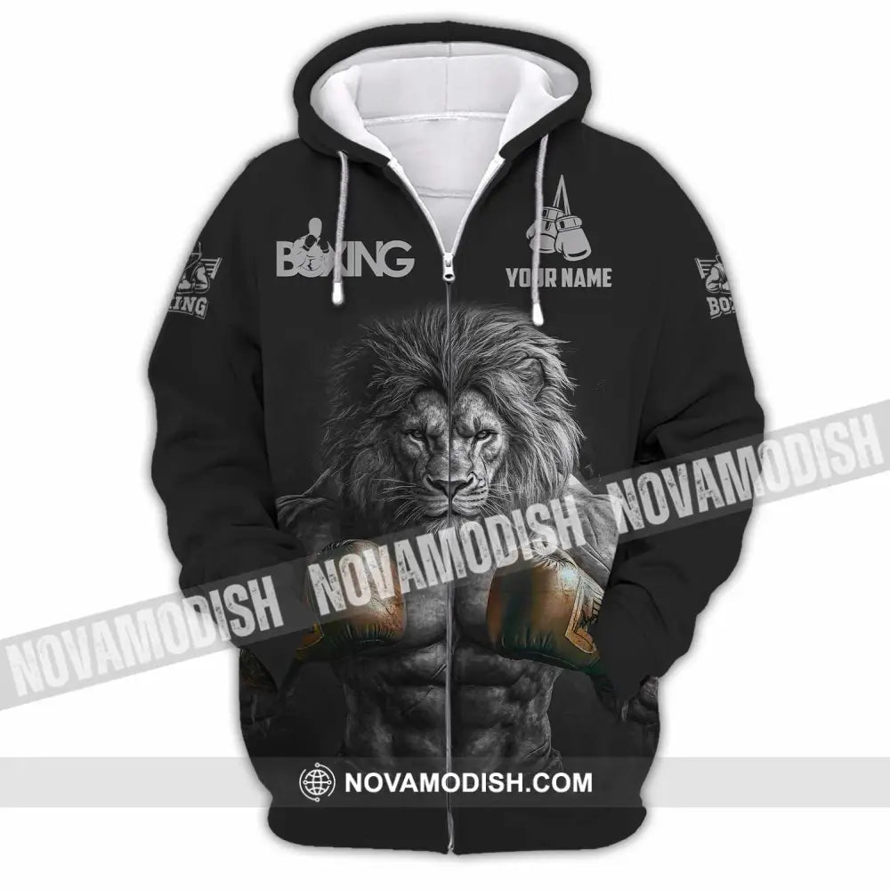 Unisex Shirt - Custom Lion Boxing Lover Sport Shirt Zipper Hoodie / S T-shirt