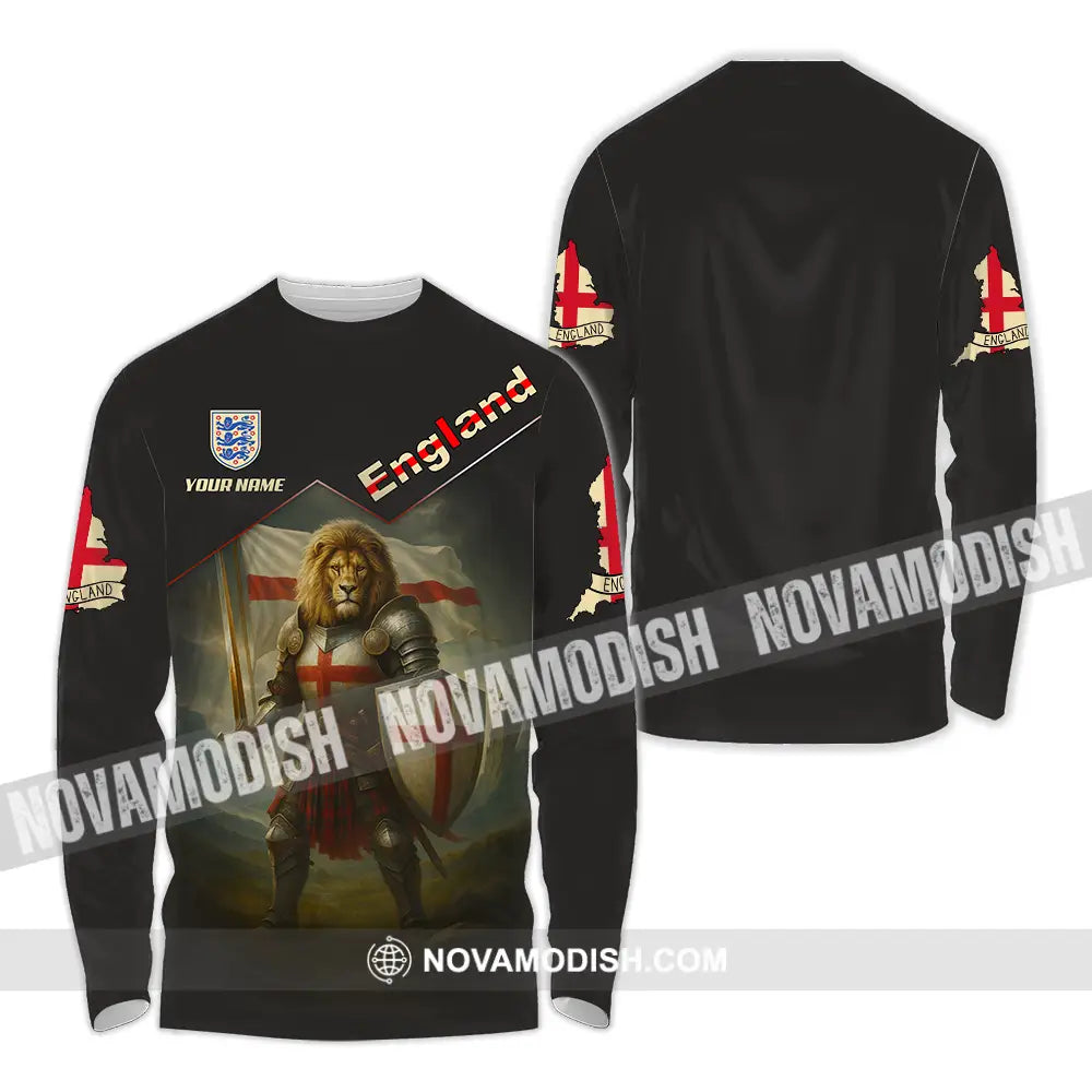 Unisex Shirt - Custom Lion Warrior England Shirt Long Sleeve Shirt / S T-shirt
