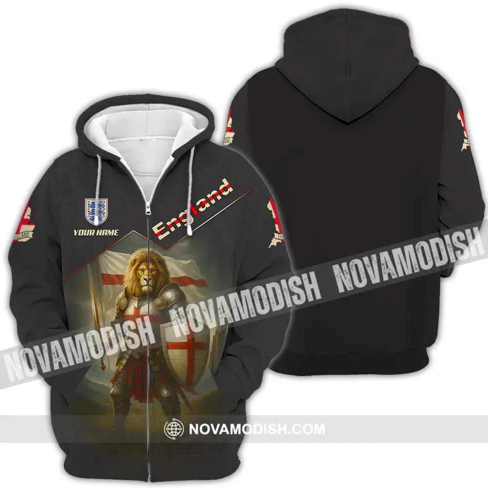Unisex Shirt - Custom Lion Warrior England Shirt Zipper Hoodie / S T-shirt
