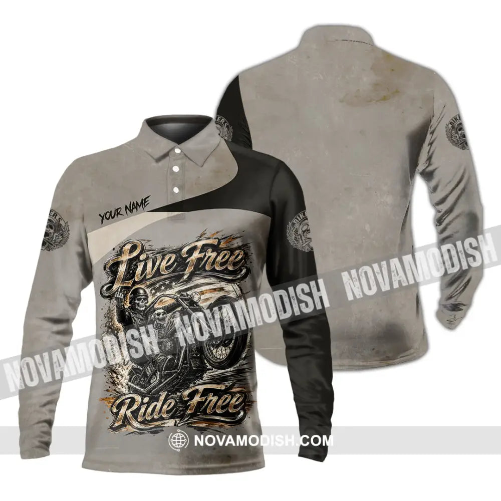 Unisex Shirt - Custom Live Free Ride Free Shirt - Long Sleeve Polo / S - T-shirt