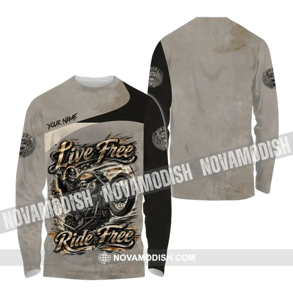Unisex Shirt - Custom Live Free Ride Free Shirt - Long Sleeve Shirt / S - T-shirt