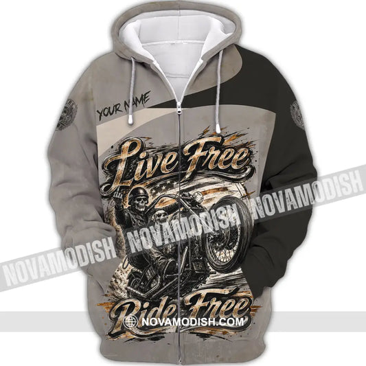 Unisex Shirt - Custom Live Free Ride Free Shirt - Zipper Hoodie / S - T-shirt