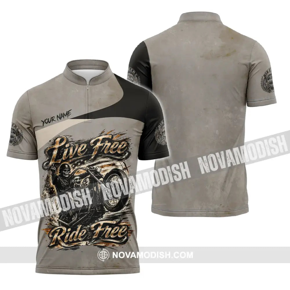 Unisex Shirt - Custom Live Free Ride Free Shirt - Zipper Polo Shirt / S - T-shirt