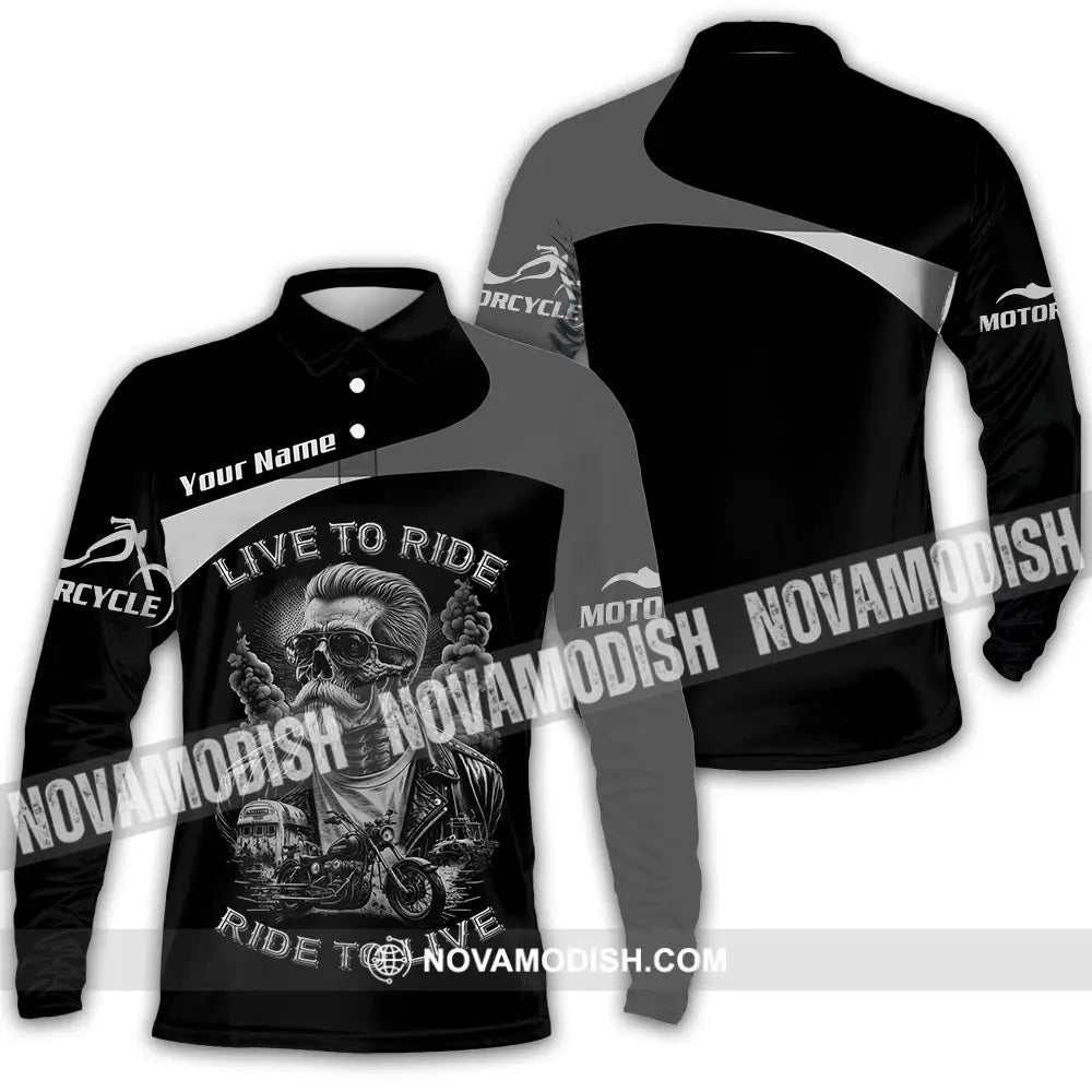 Unisex Shirt - Custom Live To Ride Ride To Live 3D Shirt - Long Sleeve Polo / S - T-shirt
