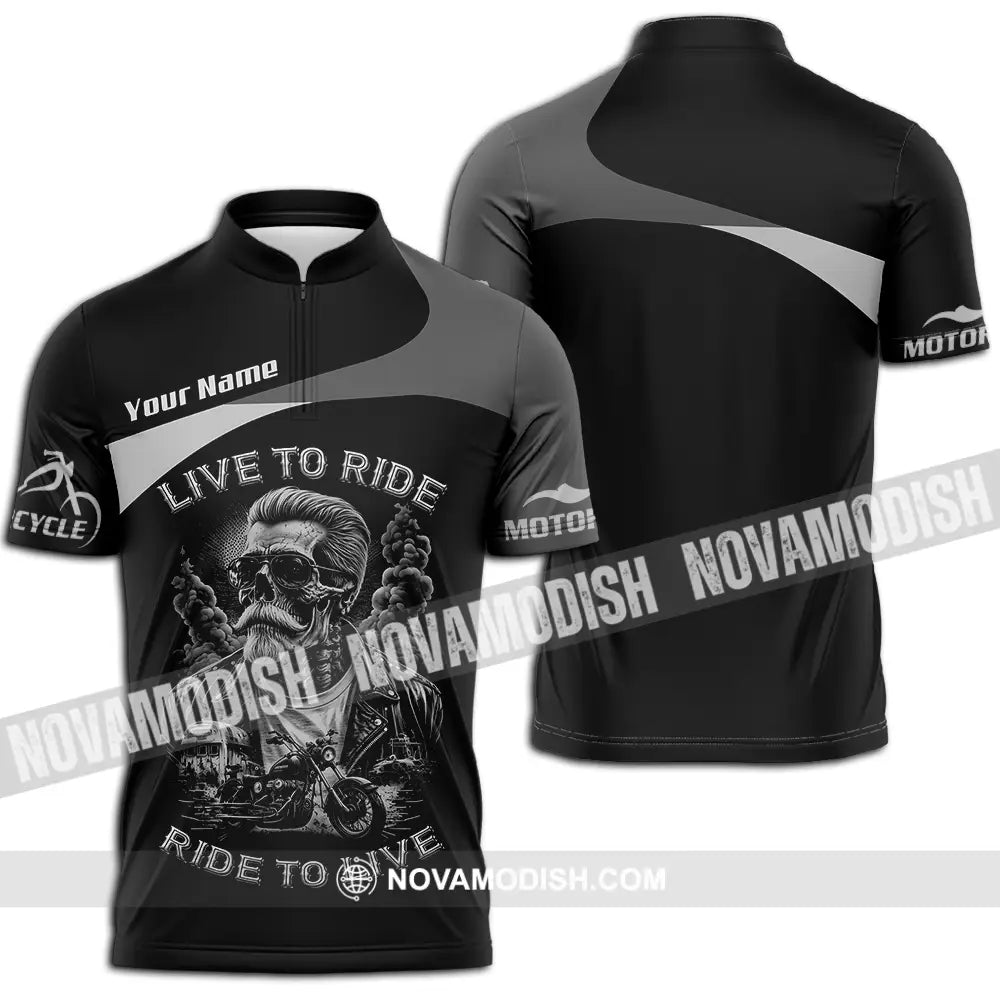 Unisex Shirt - Custom Live To Ride Ride To Live 3D Shirt - Zipper Polo Shirt / S - T-shirt