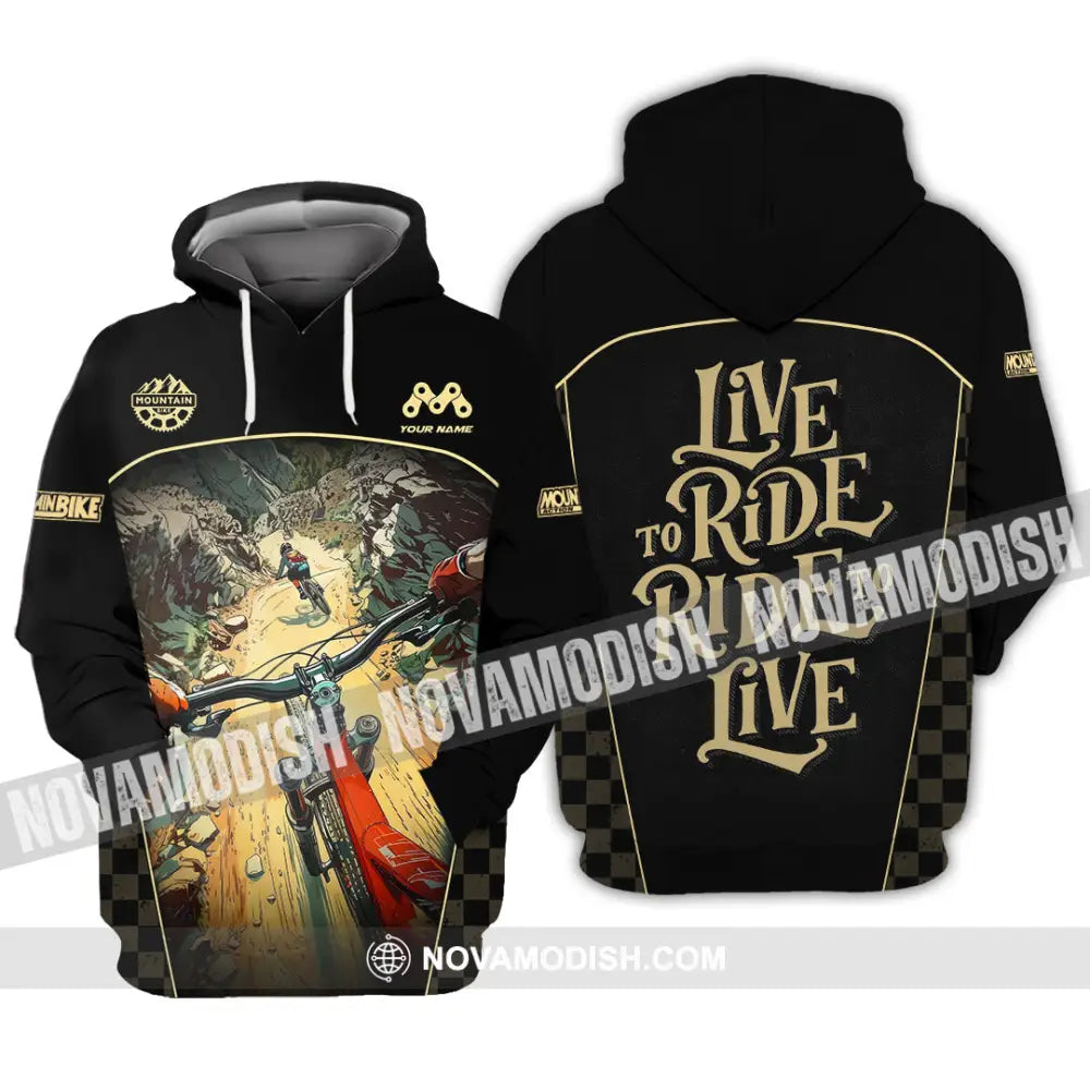 Unisex Shirt - Custom Live To Ride Mountain Bike Shirt Hoodie / S T-shirt