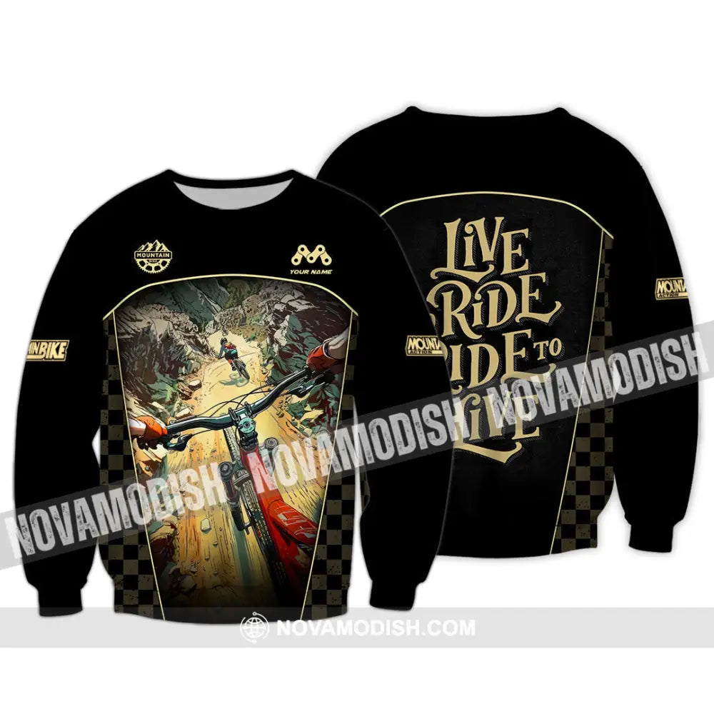 Unisex Shirt - Custom Live To Ride Mountain Bike Shirt Long Sleeve / S T-shirt