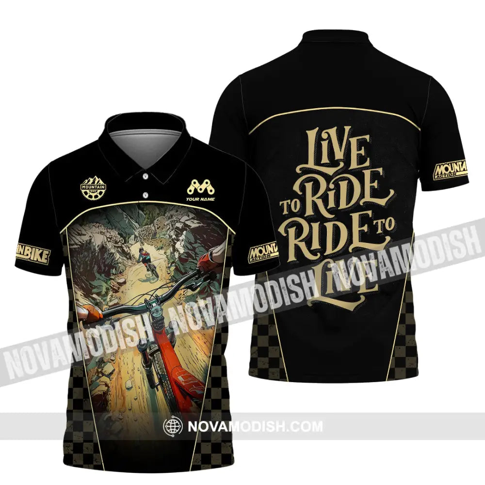 Unisex Shirt - Custom Live To Ride Mountain Bike Shirt Polo Shirt / S T-shirt