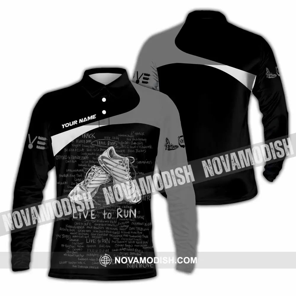 Unisex Shirt - Custom Live To Run 3D Shirt - Long Sleeve Polo / S - T-shirt