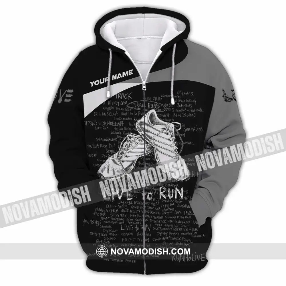 Unisex Shirt - Custom Live To Run 3D Shirt - Zipper Hoodie / S - T-shirt