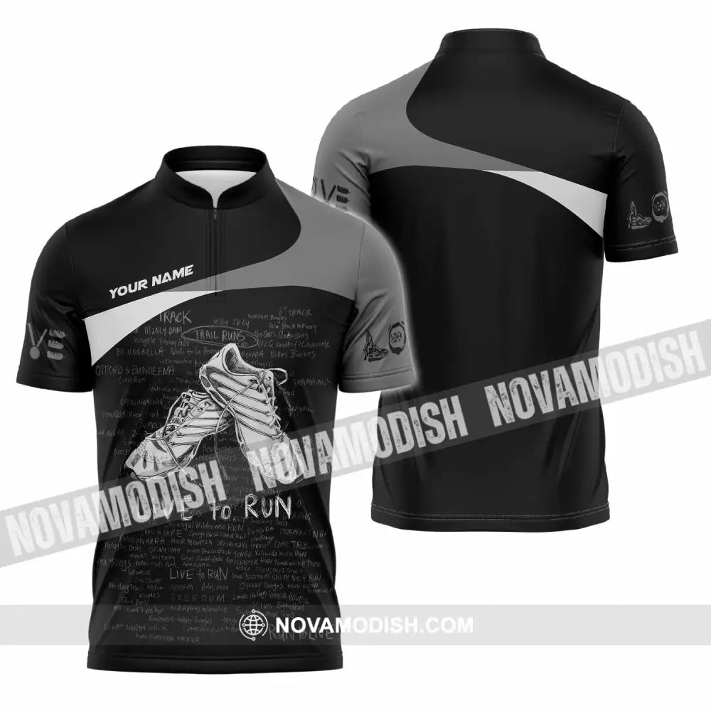Unisex Shirt - Custom Live To Run 3D Shirt - Zipper Polo Shirt / S - T-shirt