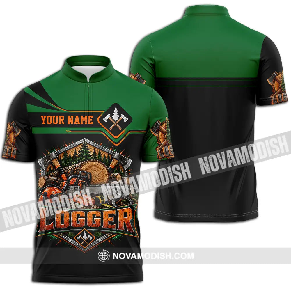 Unisex Shirt - Custom Logger Shirt - Zipper Polo Shirt / S - T-shirt