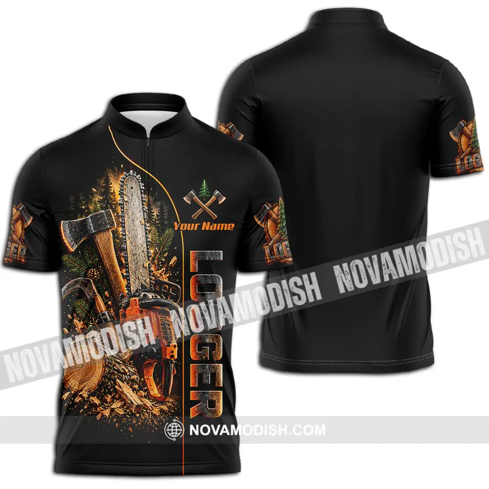 Unisex Shirt - Custom Logger Shirt - Zipper Polo Shirt / S - T-shirt