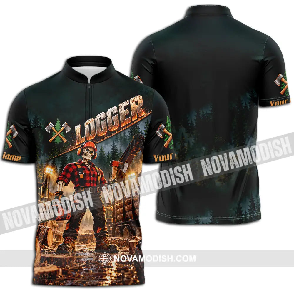 Unisex Shirt - Custom Logger Shirt - Zipper Polo Shirt / S - T-shirt