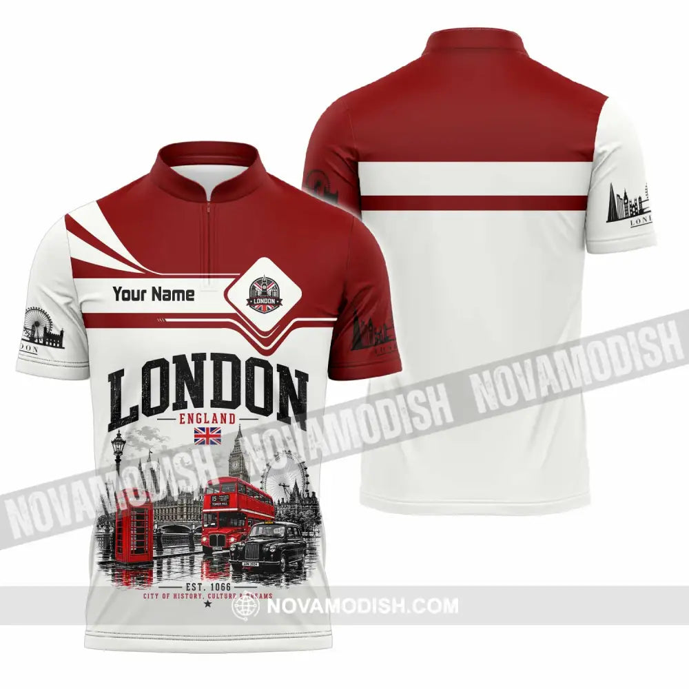 Unisex Shirt - Custom London Shirt - Zipper Polo Shirt / S - T-shirt