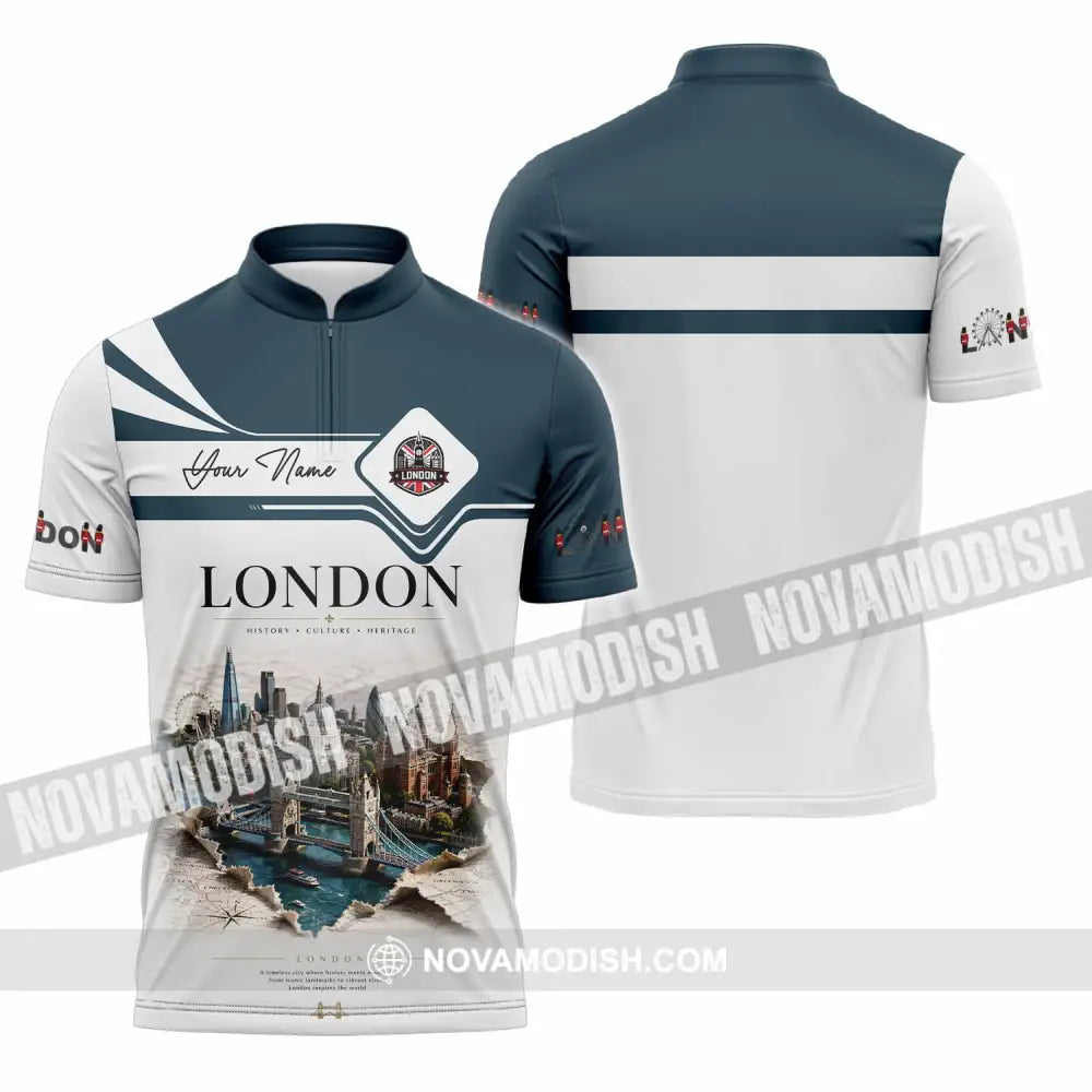 Unisex Shirt - Custom London Shirt - Zipper Polo Shirt / S - T-shirt