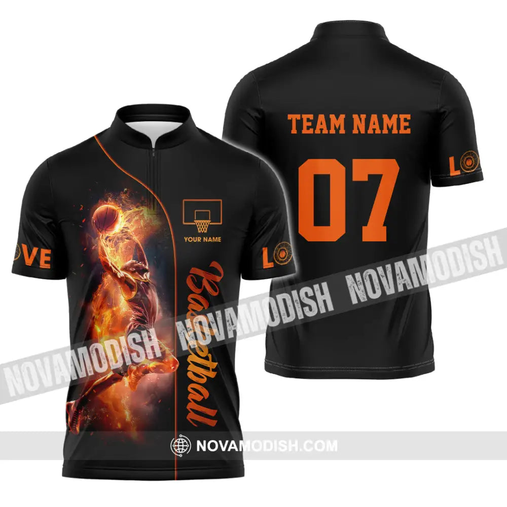 Unisex Shirt - Custom Love Basketball Shirt Zipper Polo Shirt / S T-shirt