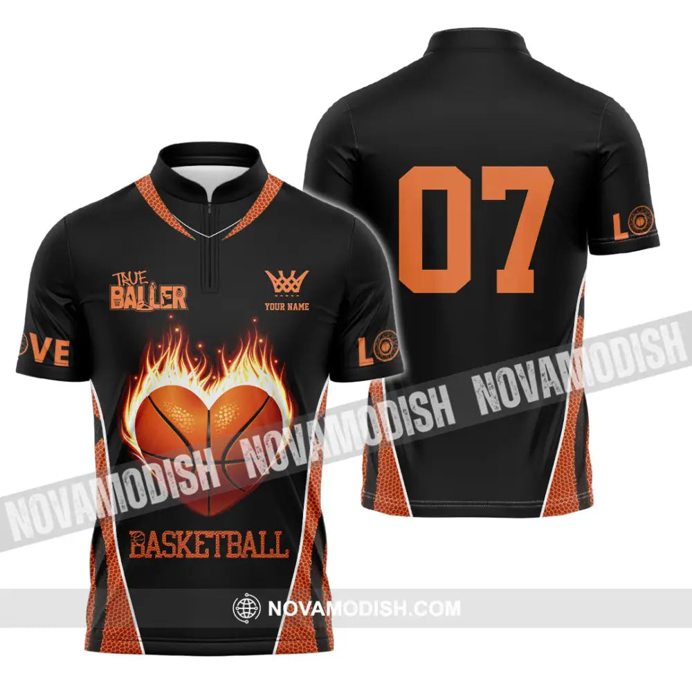 Unisex Shirt - Custom Love Basketball Shirt Zipper Polo Shirt / S T-shirt