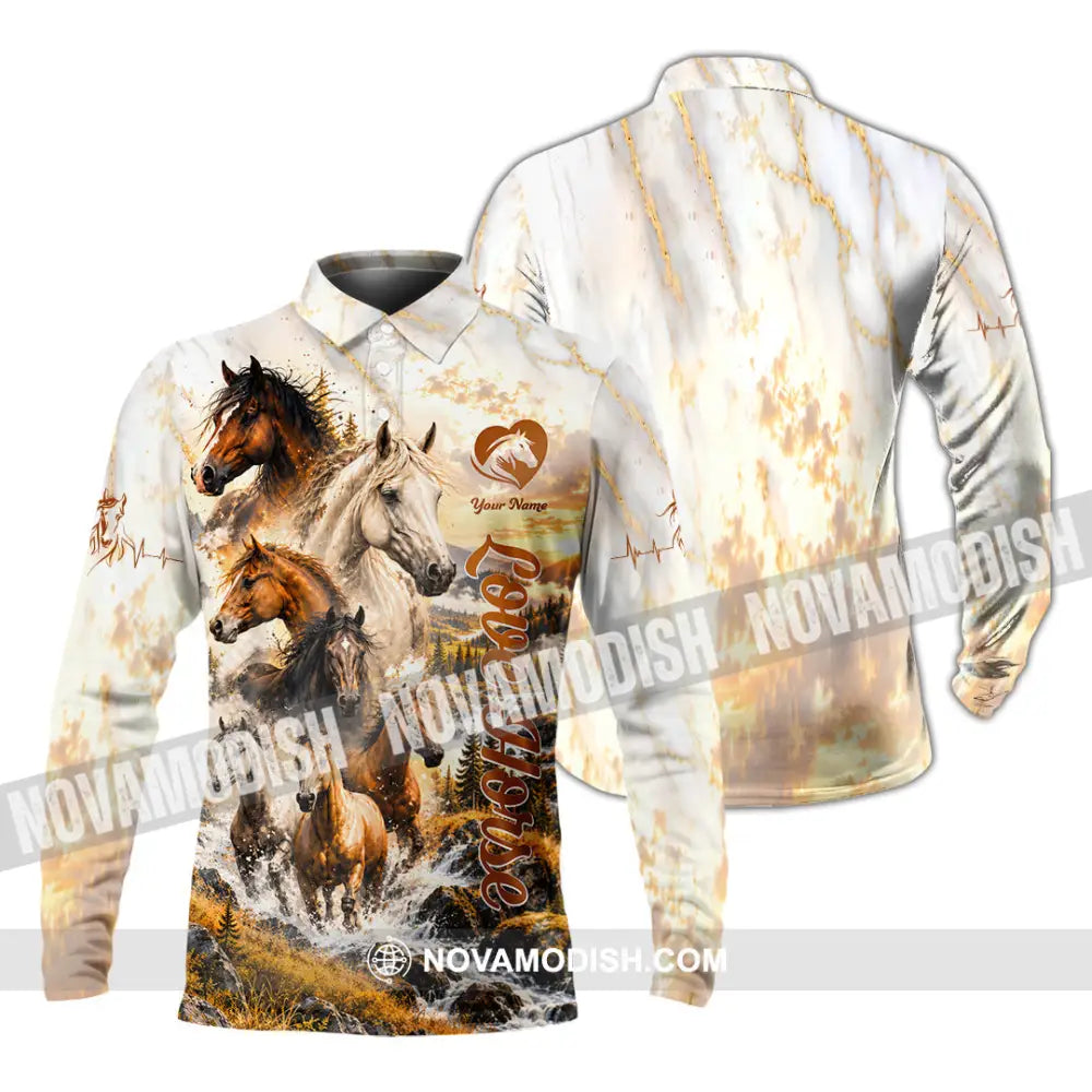 Unisex Shirt - Custom Love Horse Shirt - Long Sleeve Polo / S - T-shirt