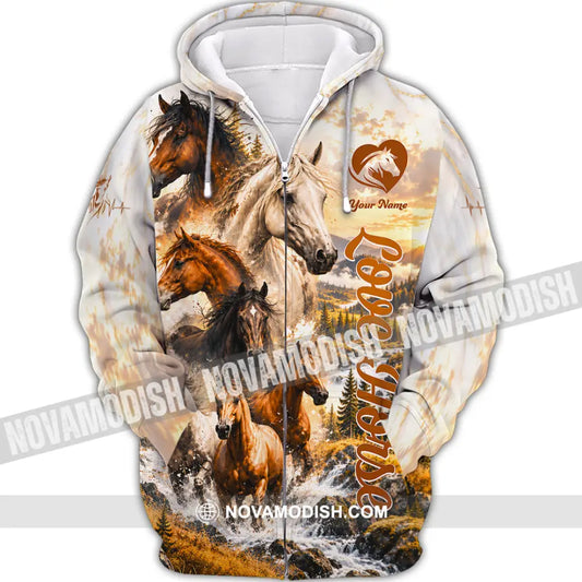 Unisex Shirt - Custom Love Horse Shirt - Zipper Hoodie / S - T-shirt