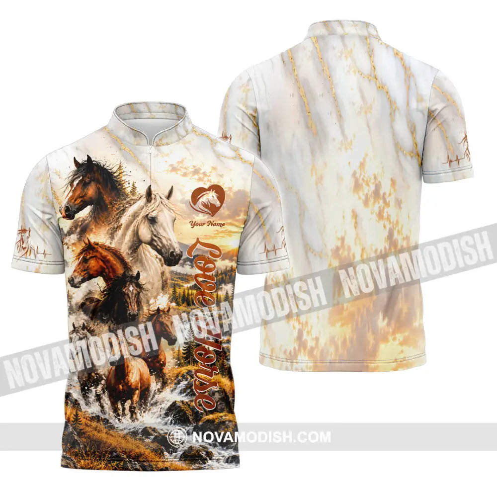 Unisex Shirt - Custom Love Horse Shirt - Zipper Polo Shirt / S - T-shirt