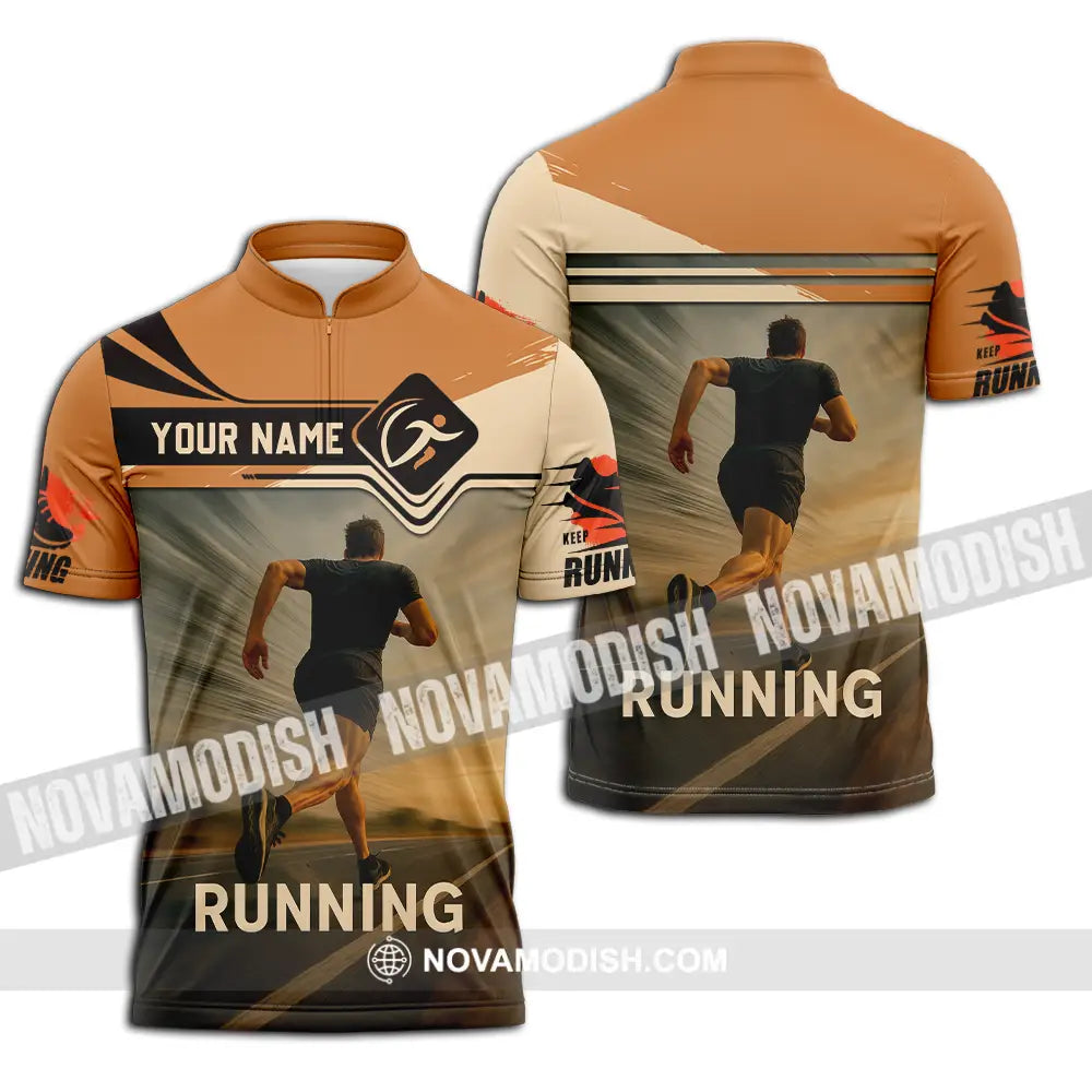 Unisex Shirt - Custom Love Running Shirt Zipper Polo Shirt / S T-shirt