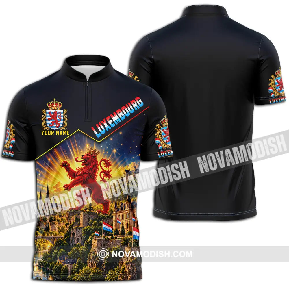Unisex Shirt - Custom Luxembourg Shirt - Zipper Polo Shirt / S - T-shirt