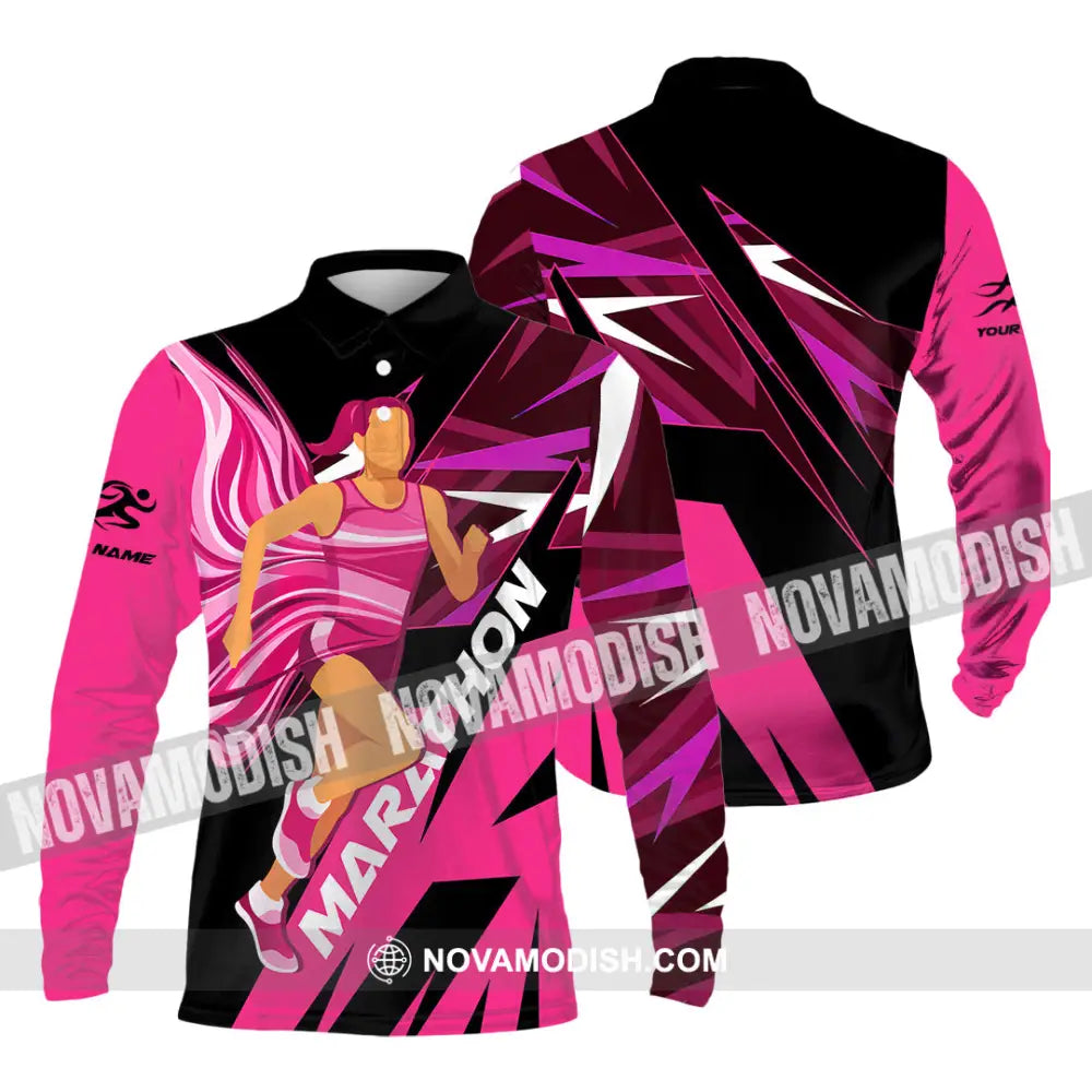 Unisex Shirt - Custom Marathon 3D Shirt Long Sleeve Polo / S T-shirt