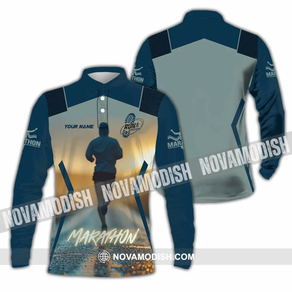 Unisex Shirt - Custom Marathon 3D Shirt Long Sleeve Polo / S T-shirt