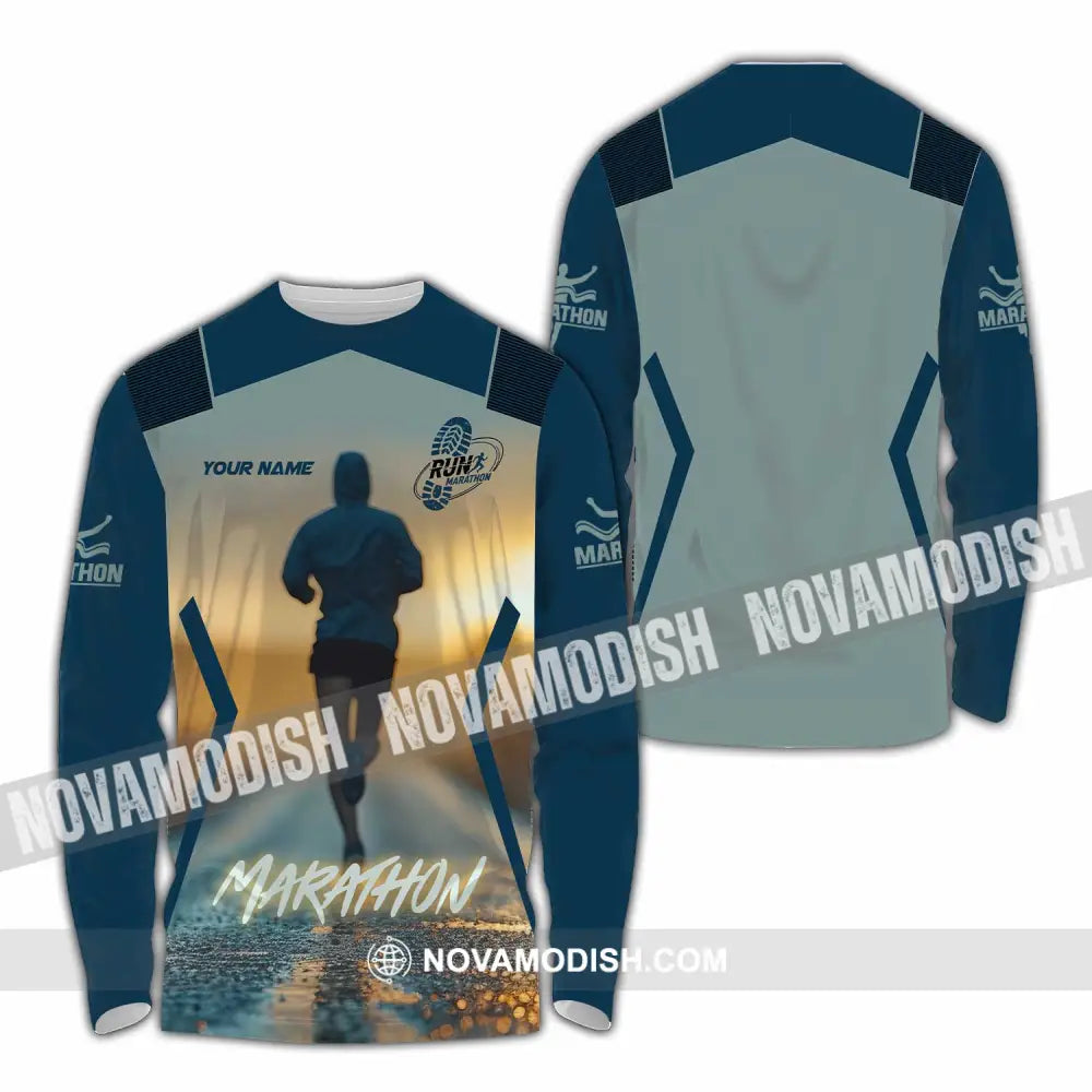 Unisex Shirt - Custom Marathon 3D Shirt Long Sleeve Shirt / S T-shirt