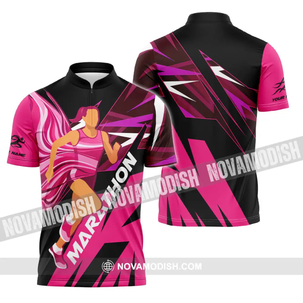 Unisex Shirt - Custom Marathon 3D Shirt Zipper Polo Shirt / S T-shirt