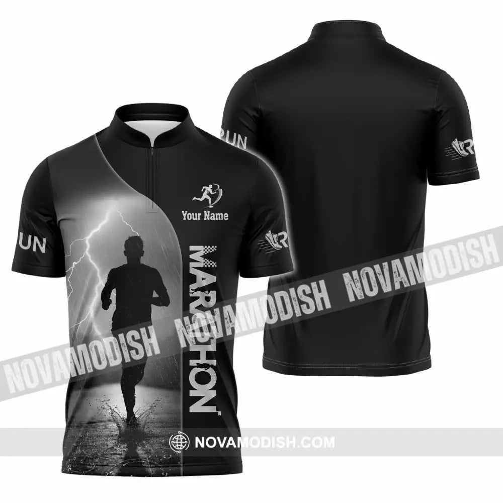 Unisex Shirt - Custom Marathon 3D Shirt Zipper Polo Shirt / S T-shirt