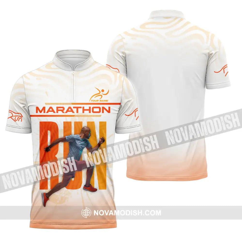 Unisex Shirt - Custom Marathon 3D Shirt Zipper Polo Shirt / S T-shirt