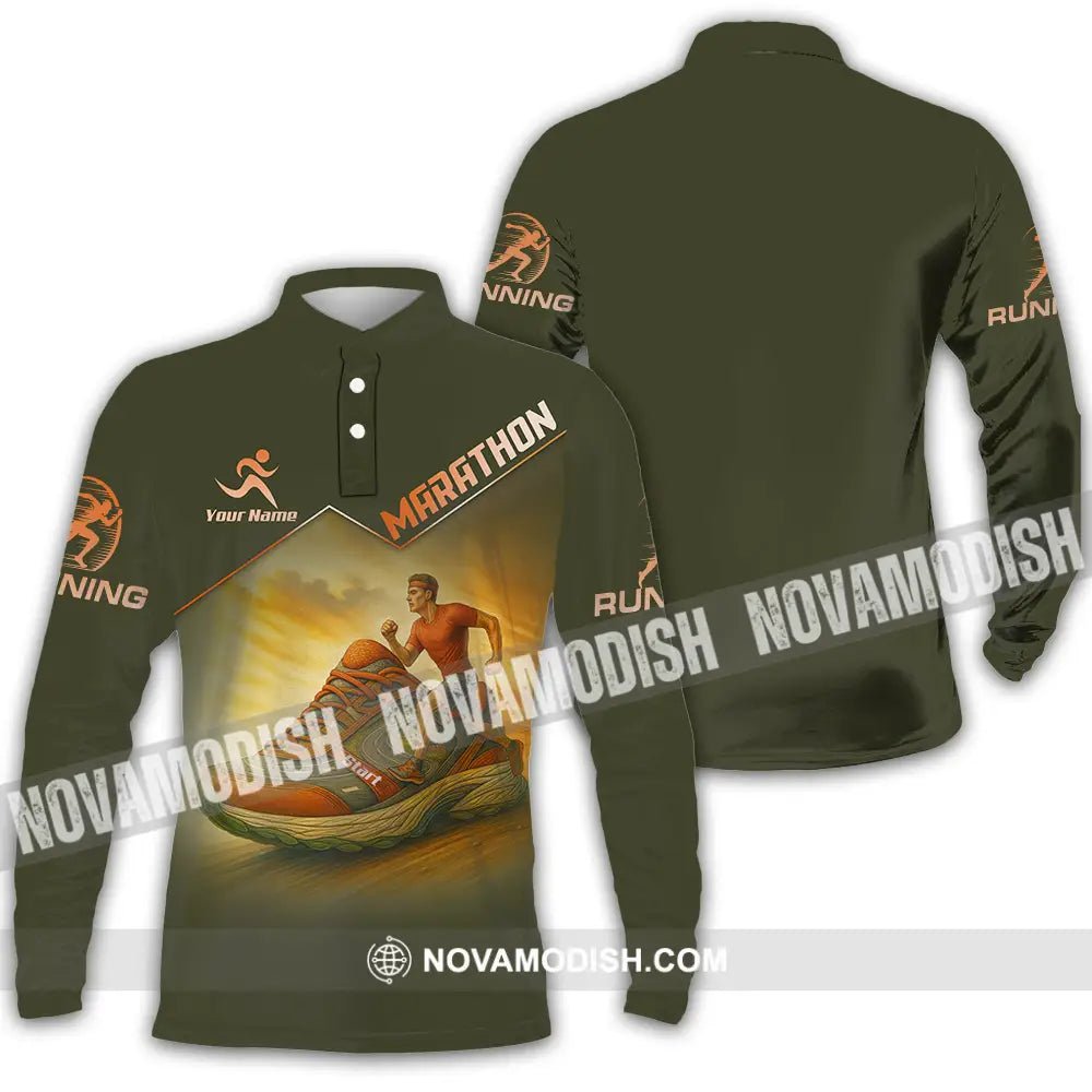Unisex Shirt - Custom Marathon Running Lover Sport Shirt Long Sleeve Polo / S T-shirt