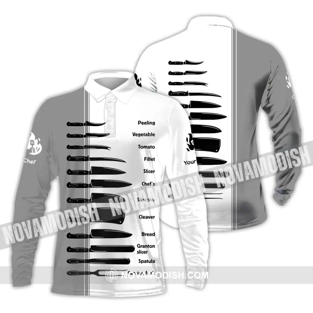 Unisex Shirt - Custom Master Chef Knife Collection Shirt Long Sleeve Polo / S T-shirt
