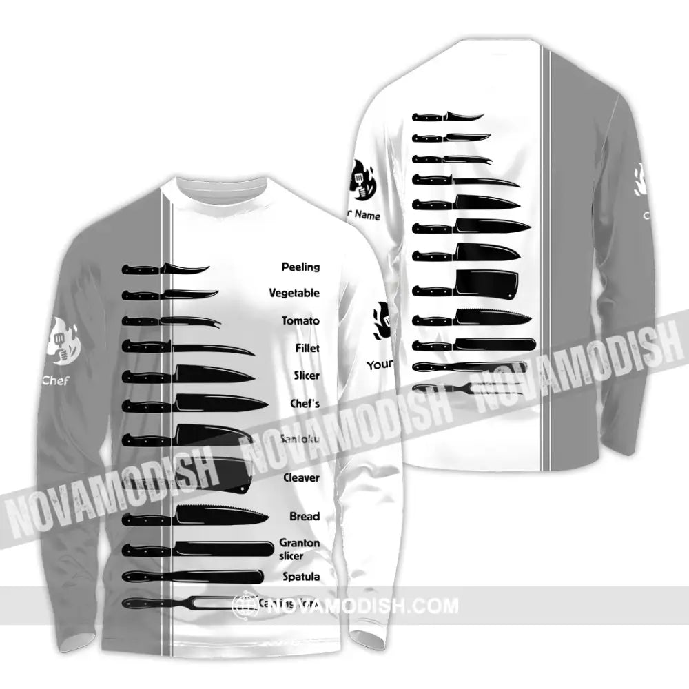 Unisex Shirt - Custom Master Chef Knife Collection Shirt Long Sleeve Shirt / S T-shirt
