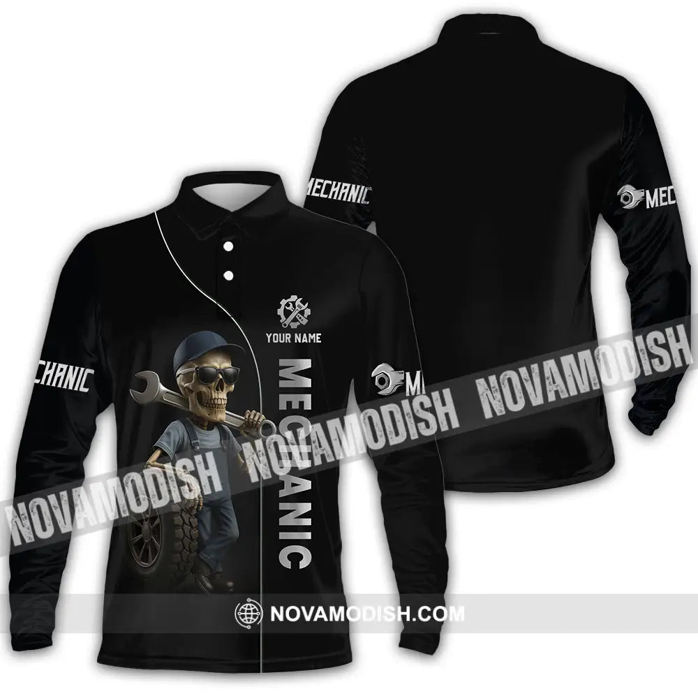 Unisex Shirt - Custom Mechanic Shirt Long Sleeve Polo / S T-shirt