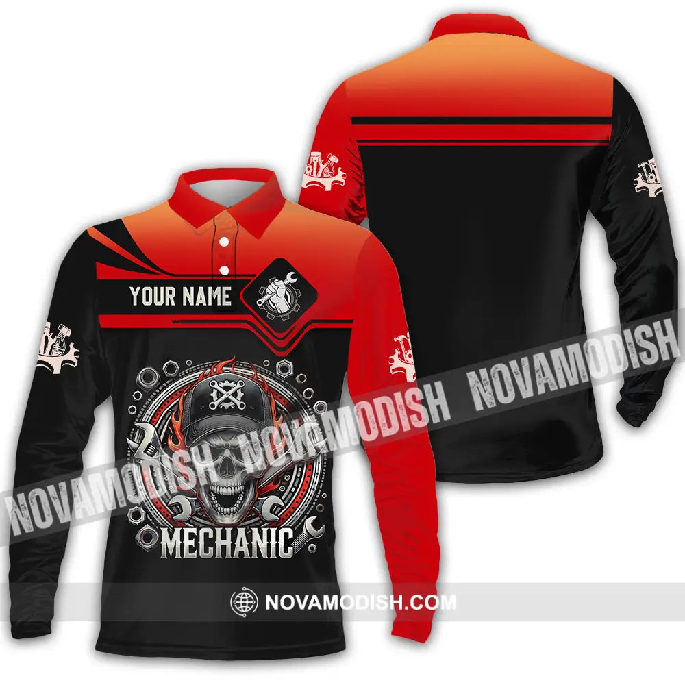 Unisex Shirt - Custom Mechanic Shirt Long Sleeve Polo / S T-shirt