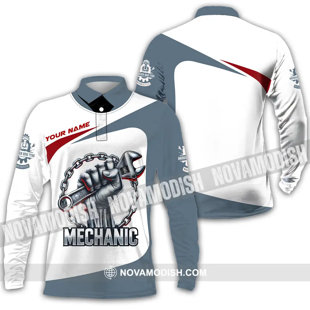 Unisex Shirt - Custom Mechanic Shirt Long Sleeve Polo / S T-shirt