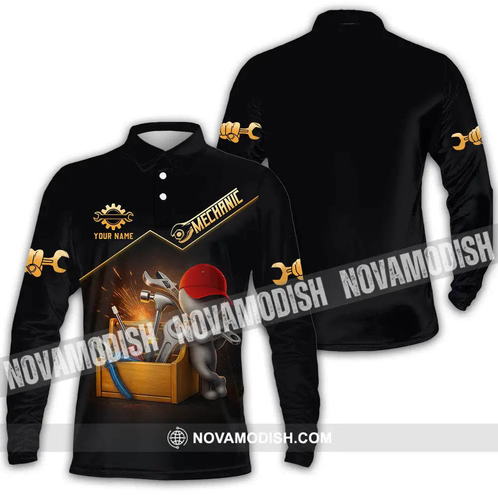 Unisex Shirt - Custom Mechanic Shirt Long Sleeve Polo / S T-shirt