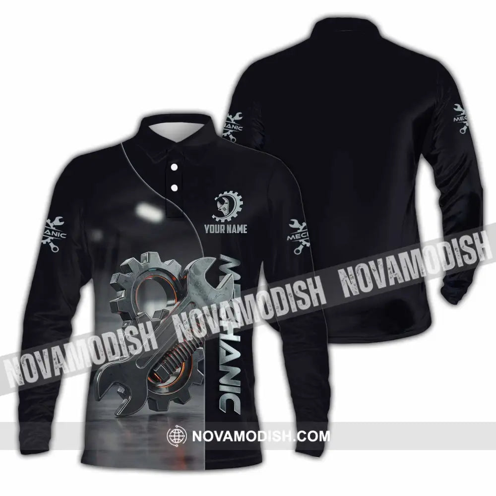 Unisex Shirt - Custom Mechanic Shirt Long Sleeve Polo / S T-shirt