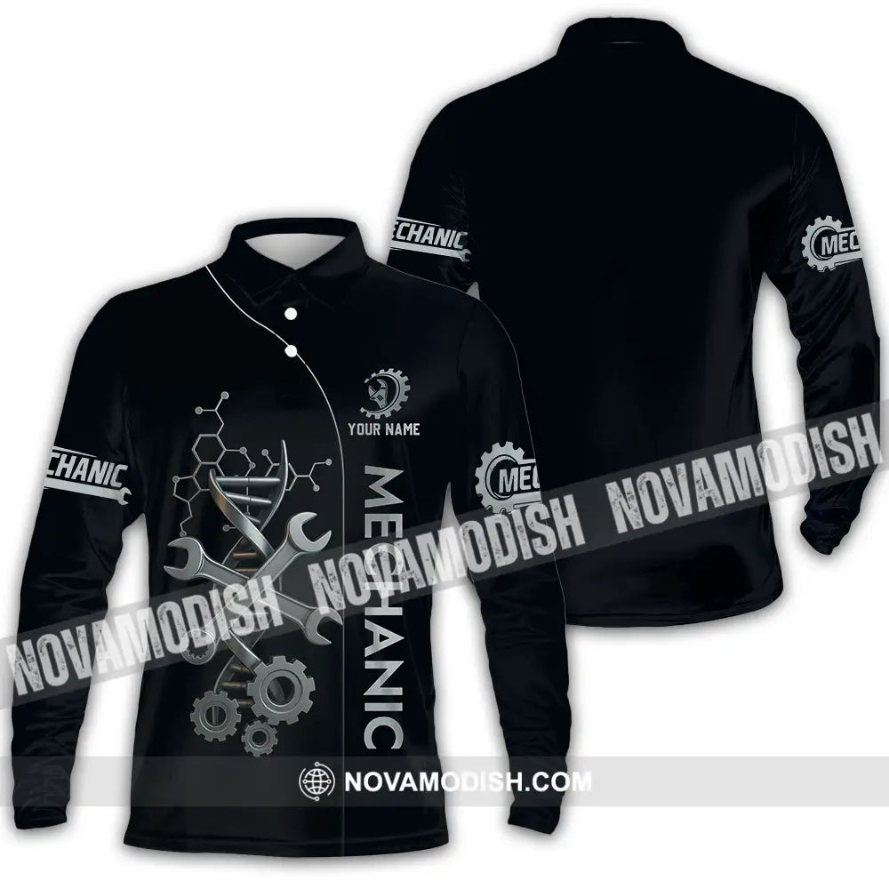 Unisex Shirt - Custom Mechanic Shirt Long Sleeve Polo / S T-shirt