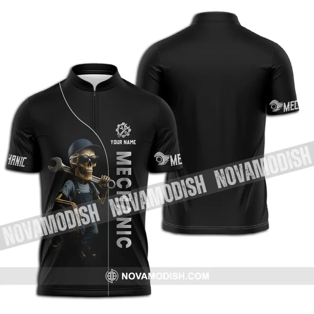 Unisex Shirt - Custom Mechanic Shirt Zipper Polo Shirt / S T-shirt