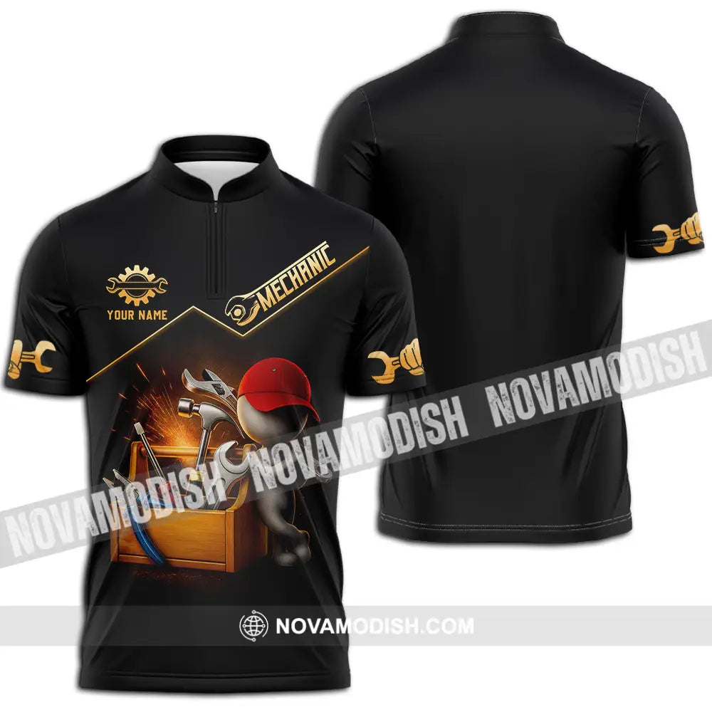 Unisex Shirt - Custom Mechanic Shirt Zipper Polo Shirt / S T-shirt