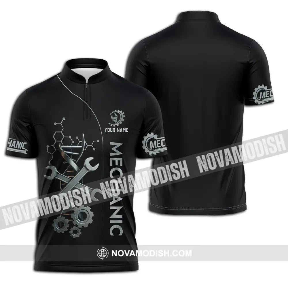 Unisex Shirt - Custom Mechanic Shirt Zipper Polo Shirt / S T-shirt