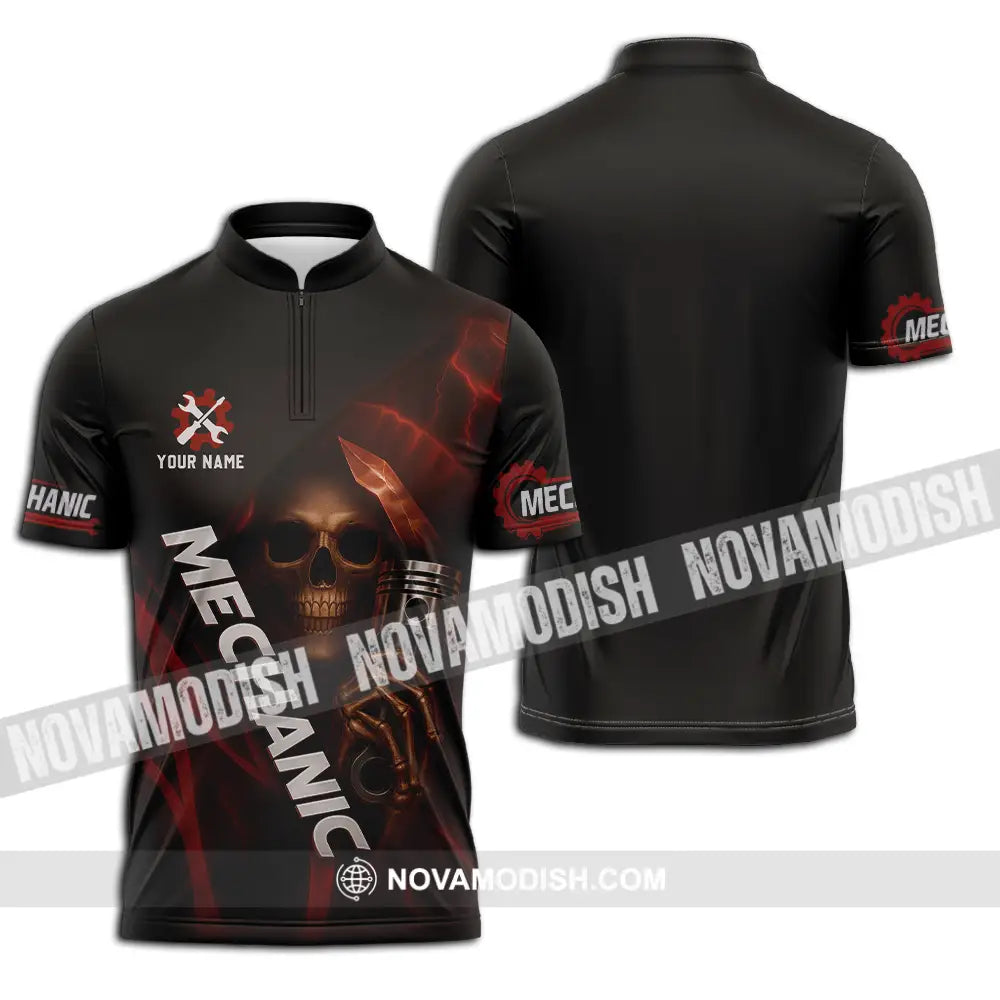 Unisex Shirt - Custom Mechanic Shirt Zipper Polo Shirt / S T-shirt