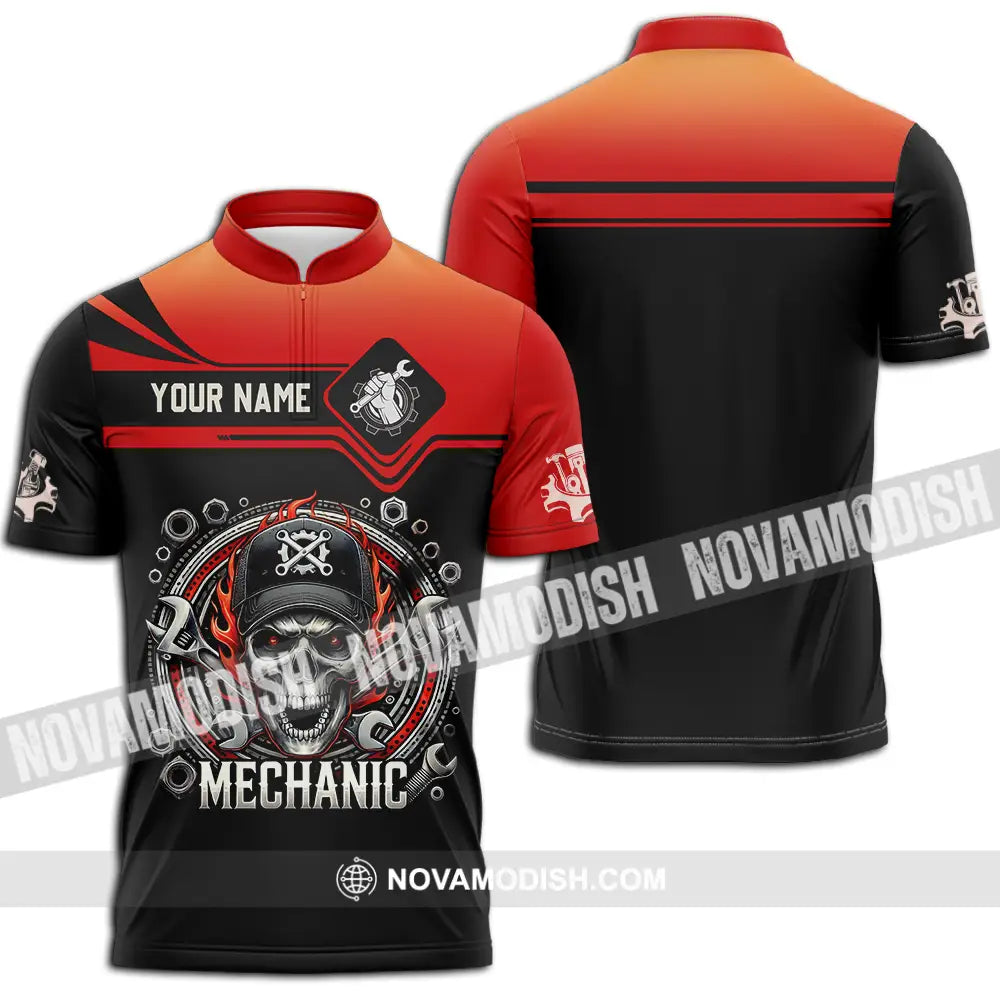 Unisex Shirt - Custom Mechanic Shirt Zipper Polo Shirt / S T-shirt