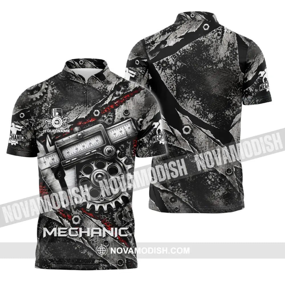 Unisex Shirt - Custom Mechanic Shirt - Zipper Polo Shirt / S - T-shirt